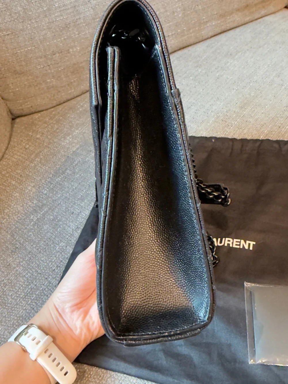 Saint Laurent YSL Medium Envelope Bag Black Matelassé Leather w/ Black Hardware - Picture 6 of 8